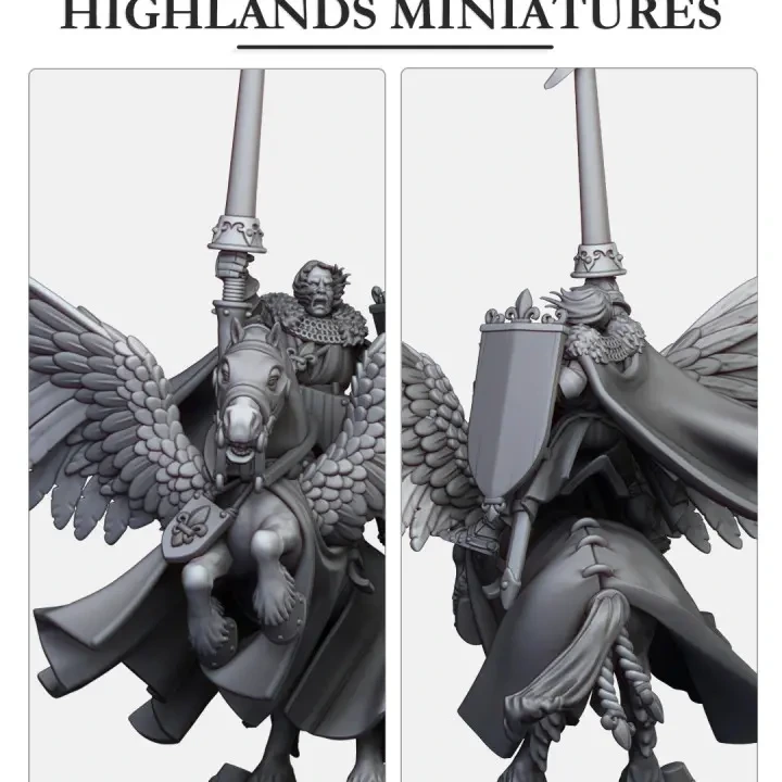 Highlands Miniatures - Bretons - Duc sur pégase (28mm, Socle carré).webp