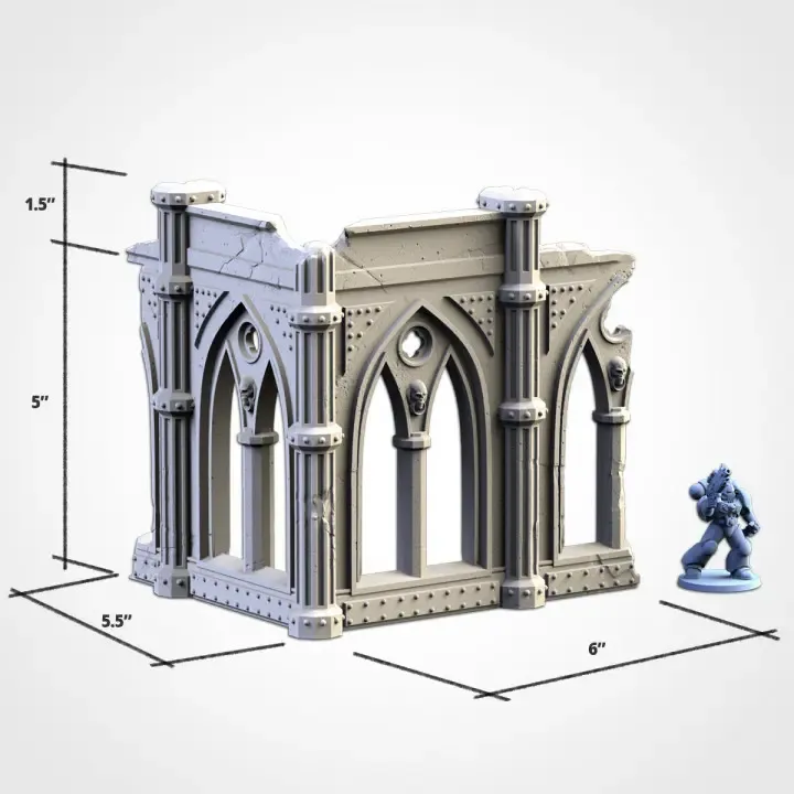 Txarli - Décors Science fiction - Cathédrale ouverte en ruines (Style 1, 32mm).webp