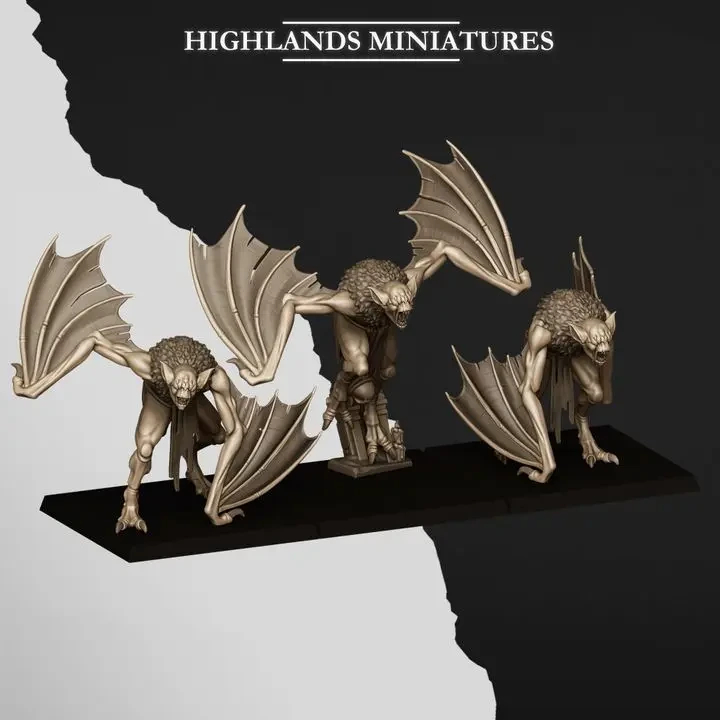 Highlands Miniatures - Chauve-souris des cryptes (Socle carré, 28mm, Par 3).webp