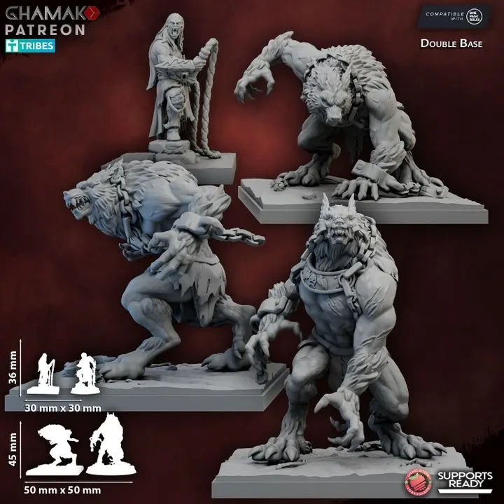 Ghamak - Fantasy - Vampires - _Enslaved Wyrkalla (Loups Garous) (Socle carré, 28mm).webp