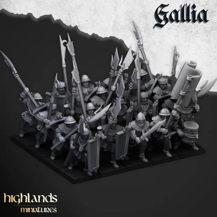 Highlands Miniatures - Bretons - Paysans à pied (28mm, Par 10, Avec Etat major complet (EMC), Socle .webp
