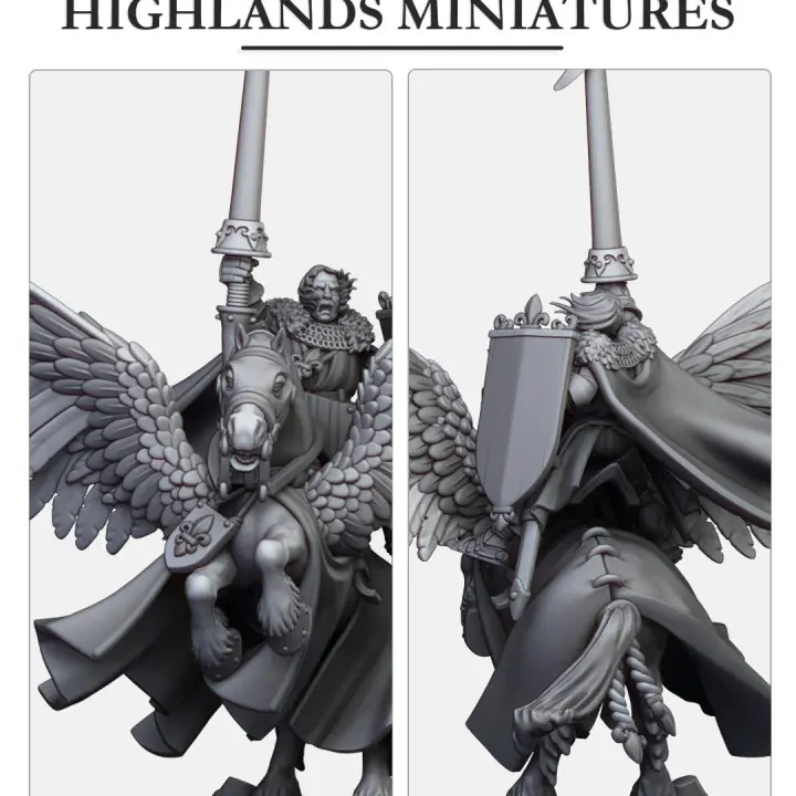 Highlands Miniatures - Bretons - Duc sur pégase (28mm, Socle carré).webp