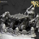 Highlands Miniatures - Artillerie naine - Canon Orgue (28mm, Socle carré).webp