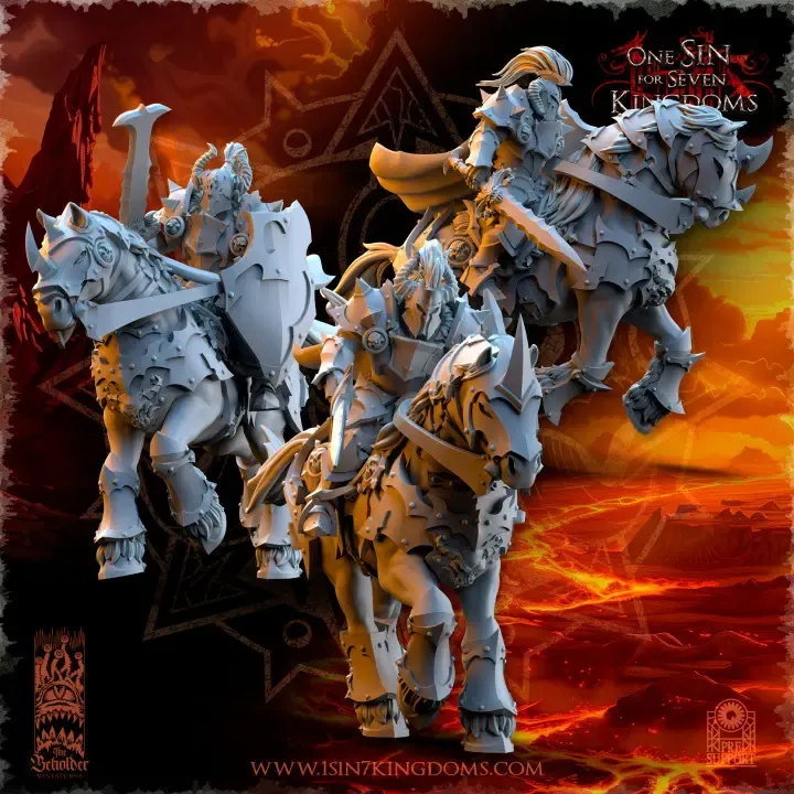 The Beholder miniatures- Guerriers corrompus - Cavaliers du chaos Epées + boucliers (Socle carré, 28.webp