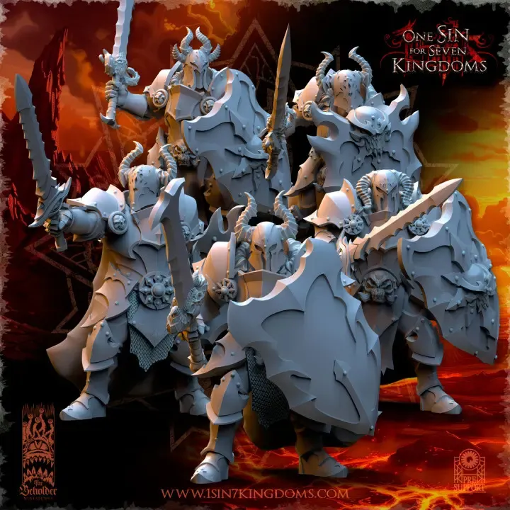 The Beholder miniatures- Guerriers corrompus - Guerriers Epées + boucliers (Socle carré, 28mm, Par 1.webp