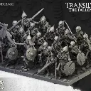 Highlands Miniatures - Guerriers squelettes avec épées (Socle carré, 28mm, Avec Etat major complet (.webp