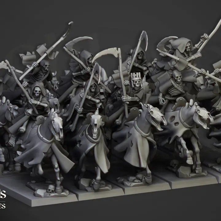 Highlands Miniatures - Cavalerie spectrale (Socle carré, 28mm, Avec Etat major complet (EMC), Par 10.webp