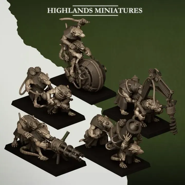 Highlands Miniatures - Équipes d'armes lourdes de vermine des égouts (Socle carré, 28mm).webp
