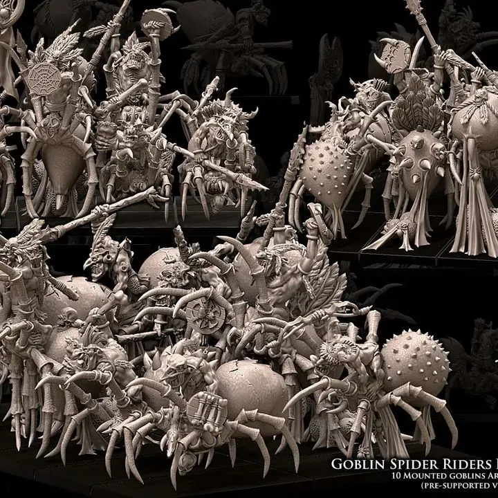 Avatars of War - Régiment de cavaliers Goblins sur araignées (Battle Ready) (Socle carré, 28mm, Avec.webp