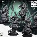 Highlands Miniatures - Cavaliers Gobelins nocturnes avec lances (28mm, Socle carré, Avec Etat major.webp