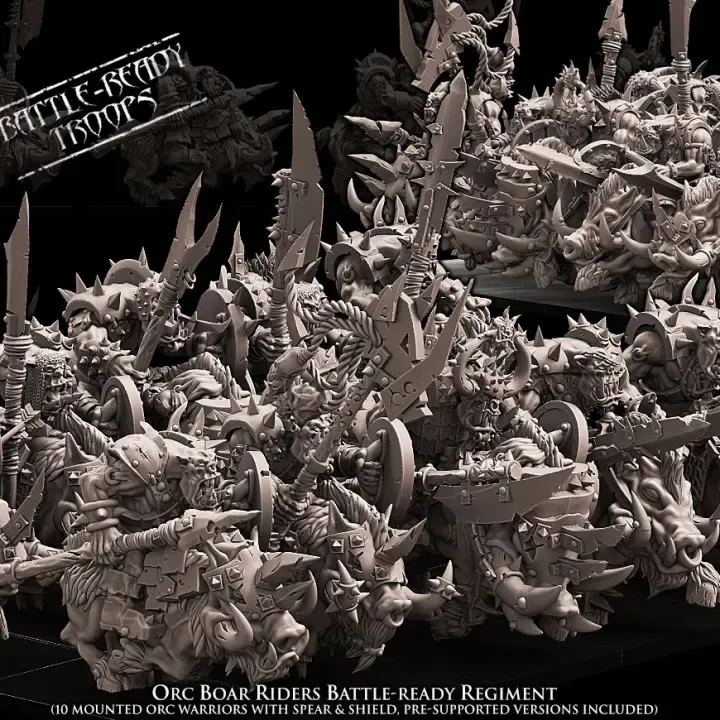 Avatars of War - Orcs sur sangliers (battle ready) (Socle carré, 28mm, Avec Etat major complet (EMC).webp