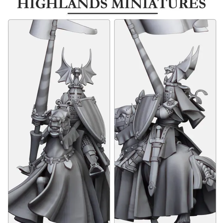 Highlands Miniatures - Bretons - Sir jaume sur destrier (28mm, Socle carré).webp