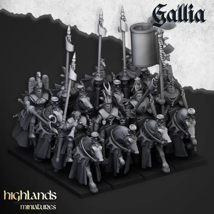 Highlands Miniatures - Bretons - Chevaliers royaux montés (28mm, Par 10, Avec Etat major complet (EM.webp