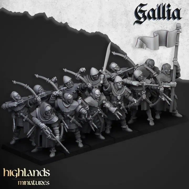 Highlands Miniatures - Bretons - Archers (28mm, Par 10, Avec Etat major complet (EMC), Socle carré).webp
