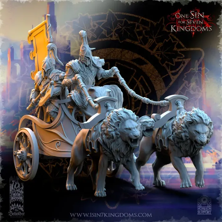 The Beholder miniatures- Hauts elfes - Char lions (Socle carré, 28mm).webp