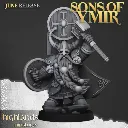 Highlands Miniatures - Prince nain avec marteau et bouclier  (28mm, Socle carré).webp