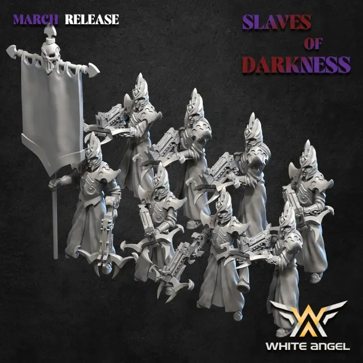 White angel - Dark elves - Arbaletriers (Socle carré, 28mm, Par 10, Avec Etat major complet (EMC)).webp
