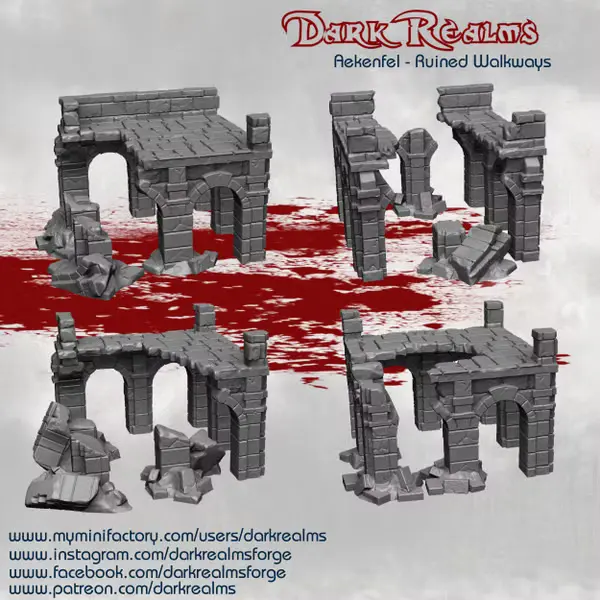 Dark realms - Arkenfel (Gondor) - Passerelle en ruines X4 (28mm)