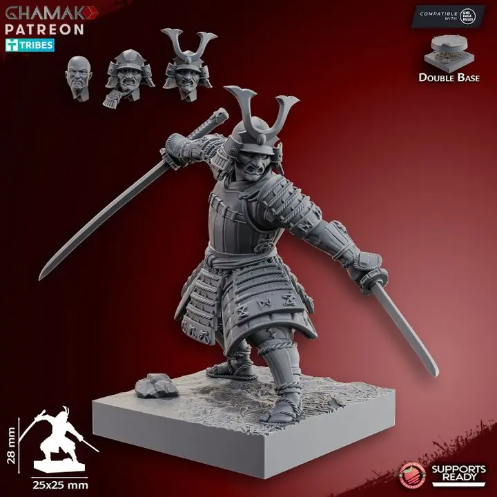 Ghamak - Fantasy - Akai - Daymio on foot  (Socle carré, 28mm)