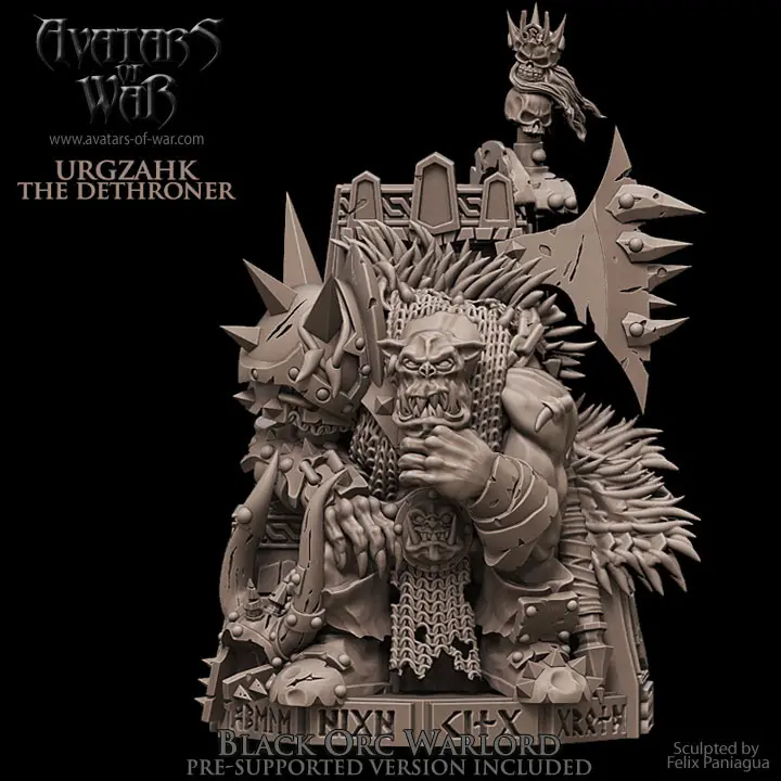 Avatars of War - Seigneur de guerre orc noir sur throne