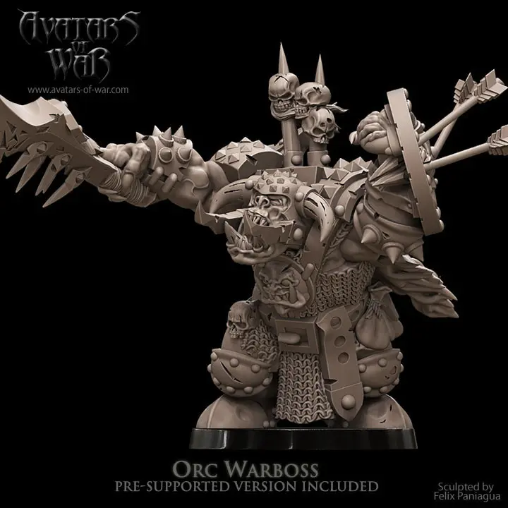 Avatars of War - Seigneur orc à pied avec arme de base et bouclier
