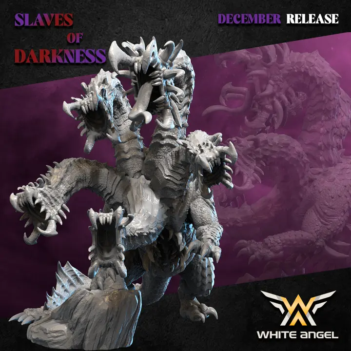 White angel - Dark elves - Matriarche sur dragon noir (Socle carré, 28mm)