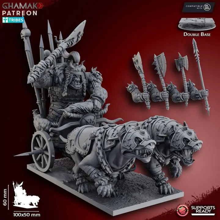 Ghamak - Fantasy - Seigneur orc noir sur chariot wargh