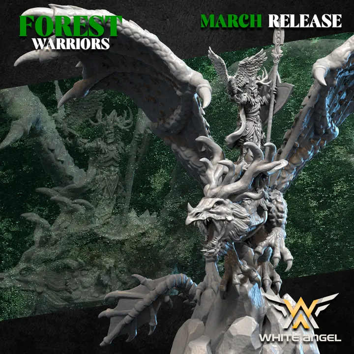 White angel - Elfes sylvains - Seigneur de la forêt sur dragon