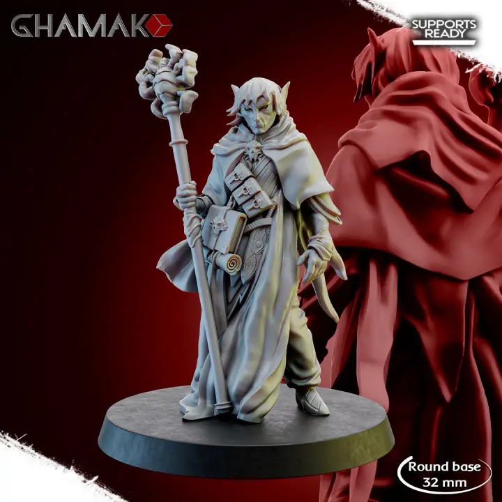 Ghamak - Fantasy - Elfes Lumineux - Dark Mage Elf (28mm, Socle carré)