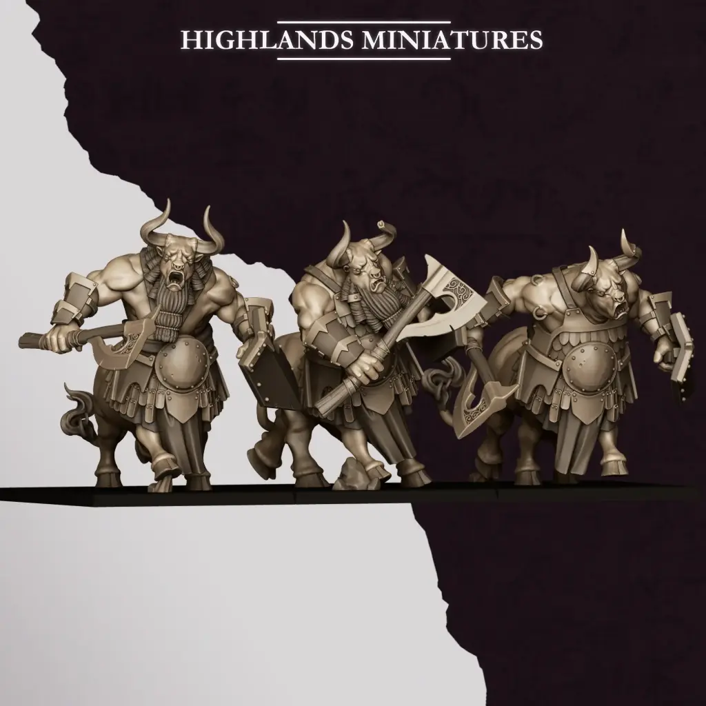 Highlands Miniatures - Nains corrompus - Unité de minotaure A (X3)
