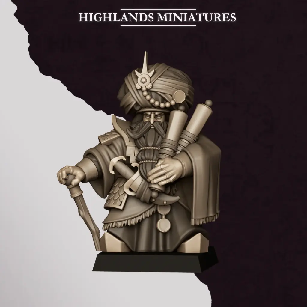 Highlands Miniatures - Nains corrompus - Sorcier (28mm, Socle carré)