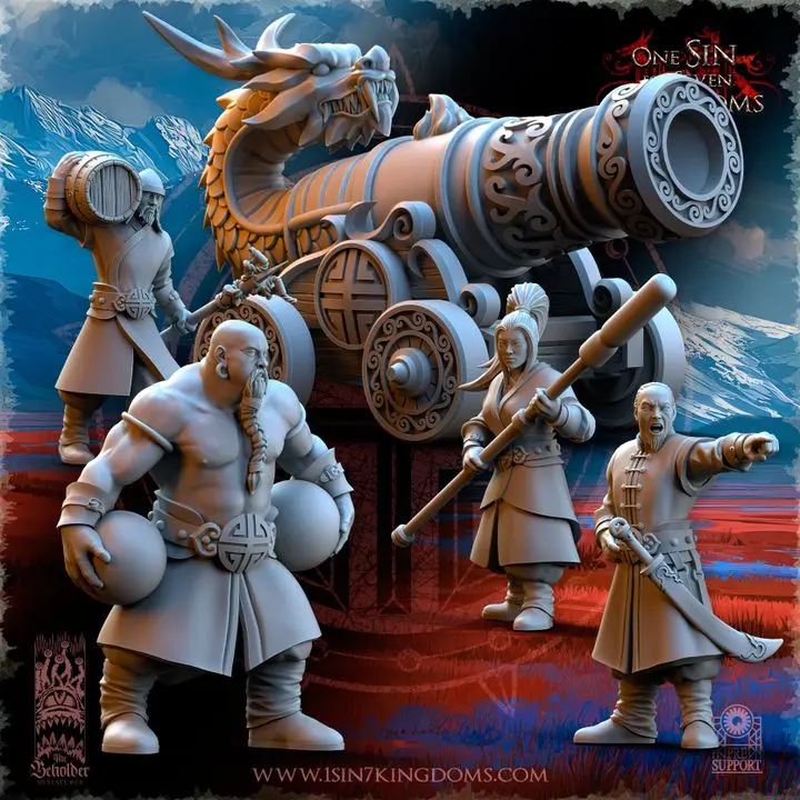 The Beholder miniatures- Astarii - Canon + Ogre chargeur (Socle carré, 28mm)