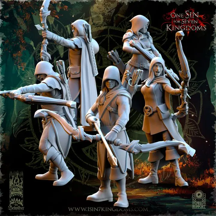 The Beholder miniatures- Elfes des bois - Rangers avec capuche