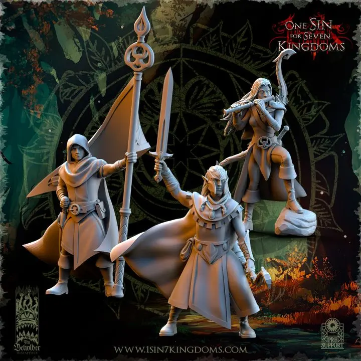 The Beholder miniatures- Elfes des bois - Rangers Etat major complet