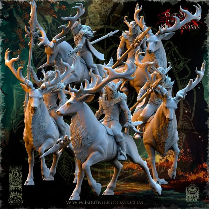 The Beholder miniatures- Elfes des bois - Cavaliers des bois profonds lances