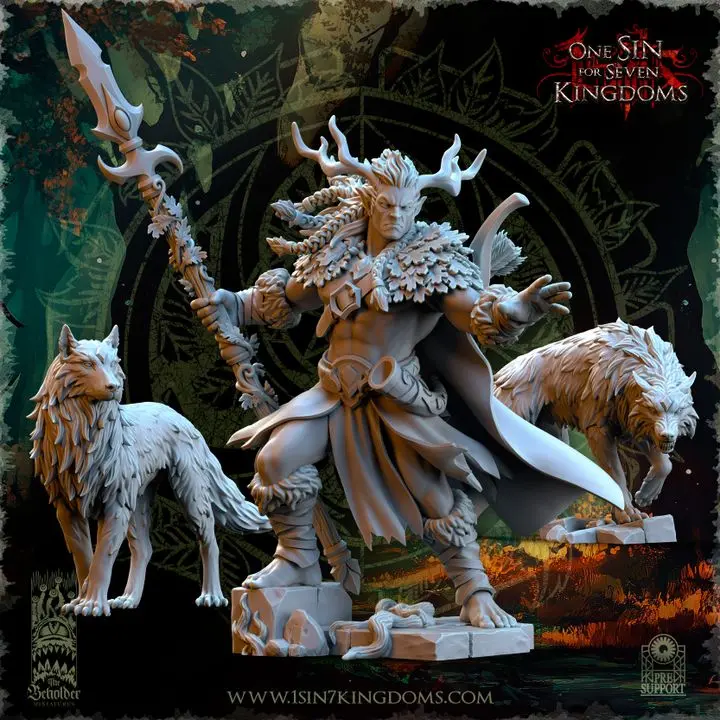 The Beholder miniatures- Elfes des bois - Obéron seigneur de la forêt (Socle carré, 28mm)