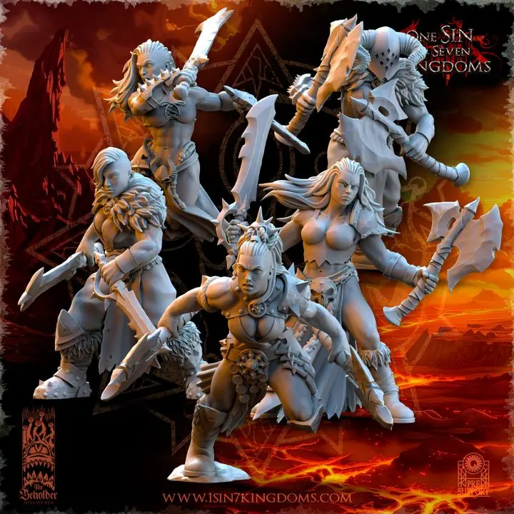 The Beholder miniatures- Guerriers corrompus - Maraudeurs Femmes armes additionnelles