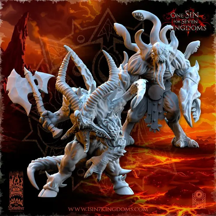 The Beholder miniatures- Guerriers corrompus - Abominations x2 (Socle carré, 28mm)