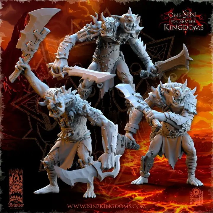 The Beholder miniatures- Guerriers corrompus - Trolls du chaos armes additionnelles X3