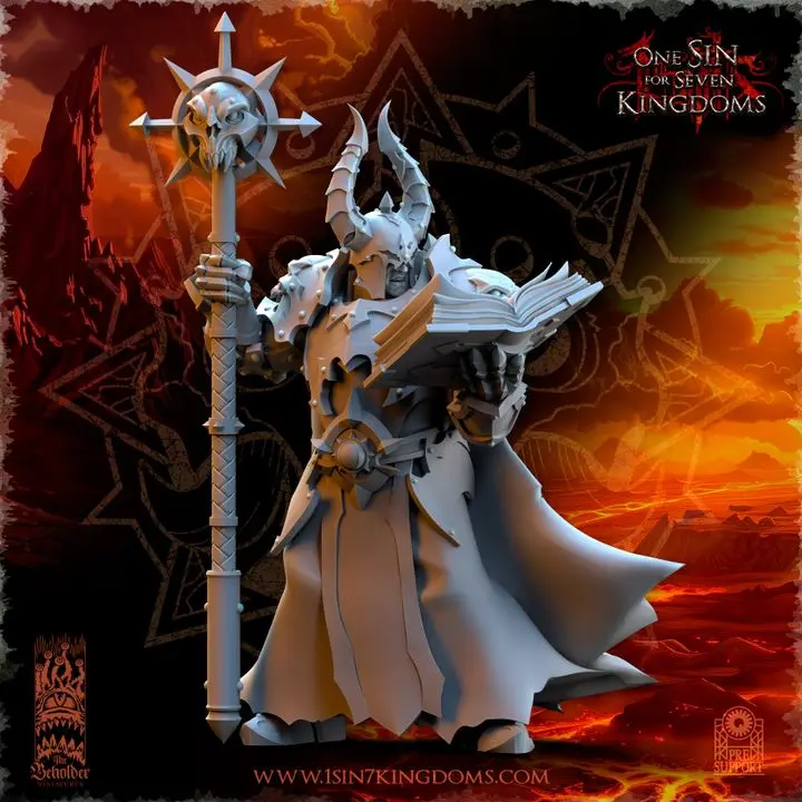 The Beholder miniatures- Guerriers corrompus - Sorcier Elu (Socle carré, 28mm)