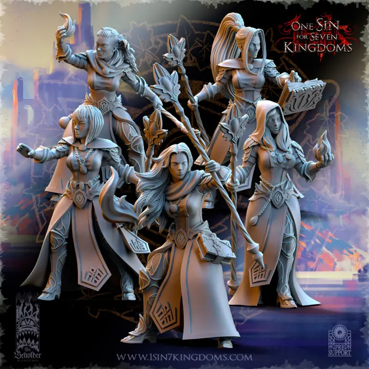 The Beholder miniatures- Hauts elfes - Sorcières du cercle intérieur X5