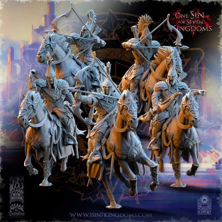 The Beholder miniatures- Hauts elfes - Cavaliers archers