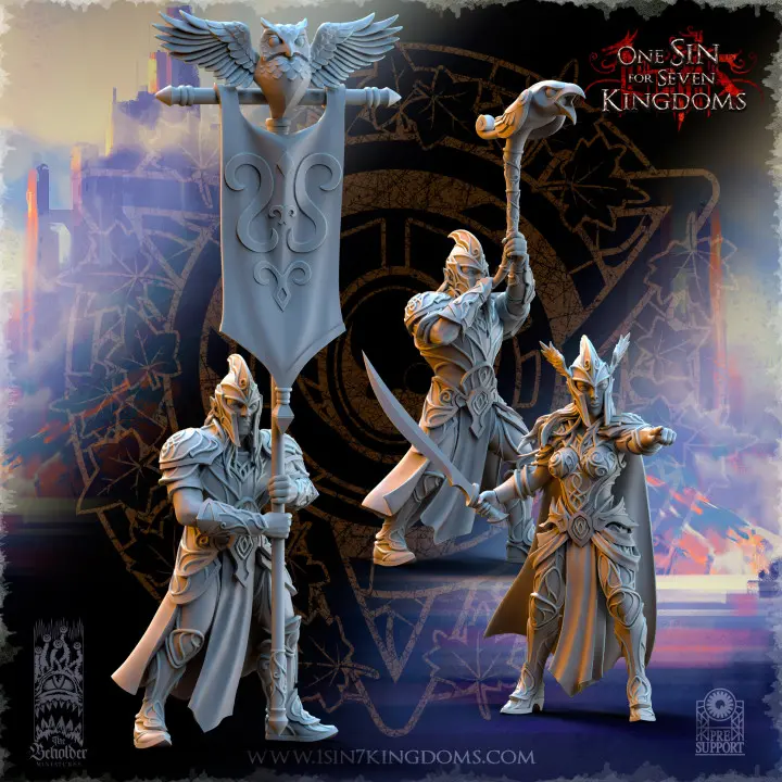 The Beholder miniatures- Hauts elfes - Etat major complet guerriers