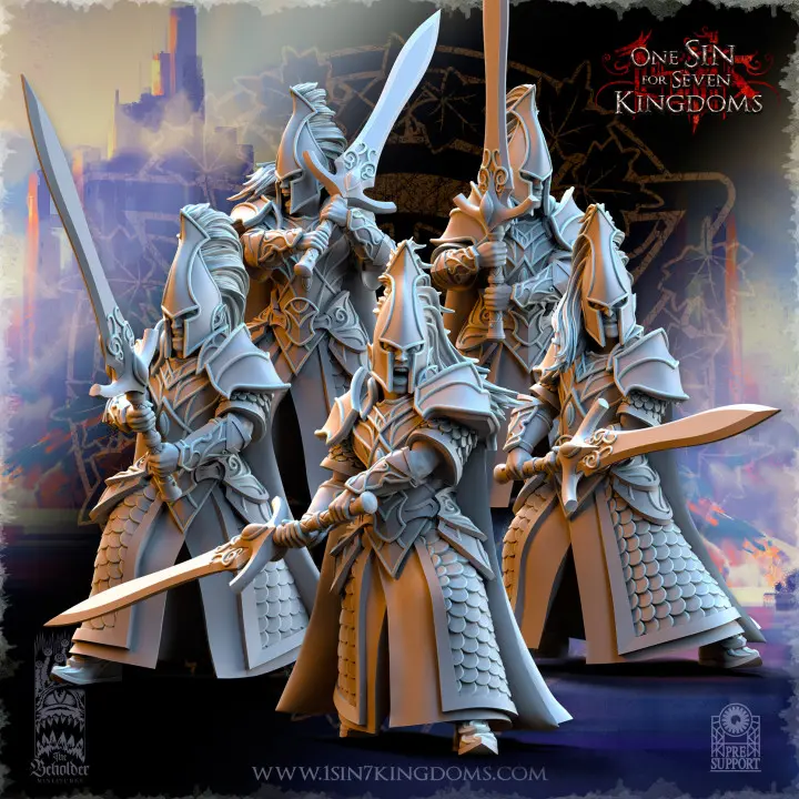 The Beholder miniatures- Hauts elfes - Lames d'Ashur (Socle carré, 28mm, Par 10)