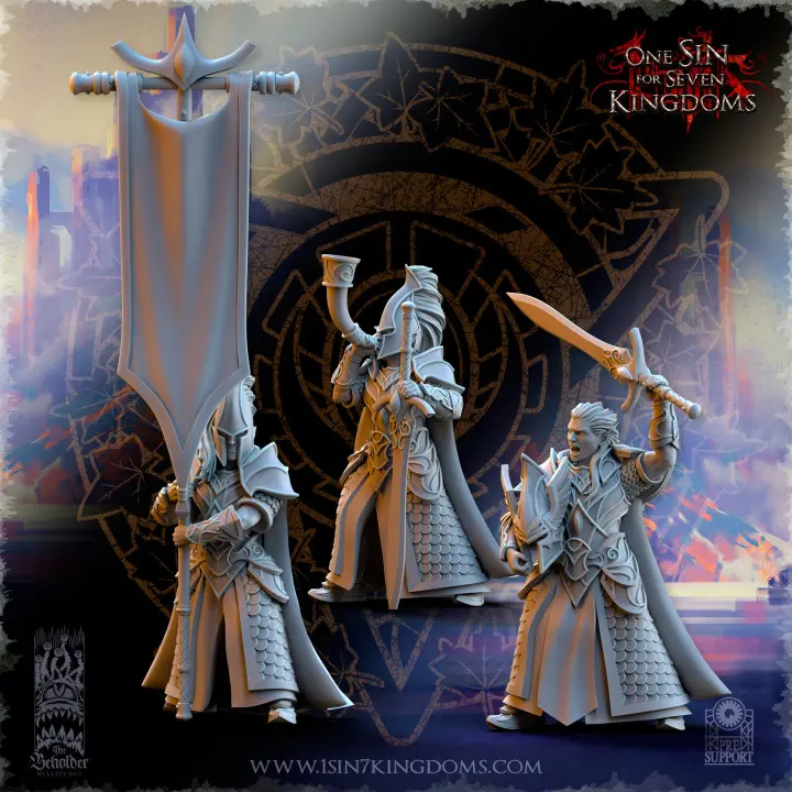 The Beholder miniatures- Hauts elfes - Etat major complet Lames d'Ashur (Socle carré, 28mm)