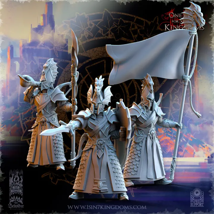 The Beholder miniatures- Hauts elfes - Etat major complet Milice côtière
