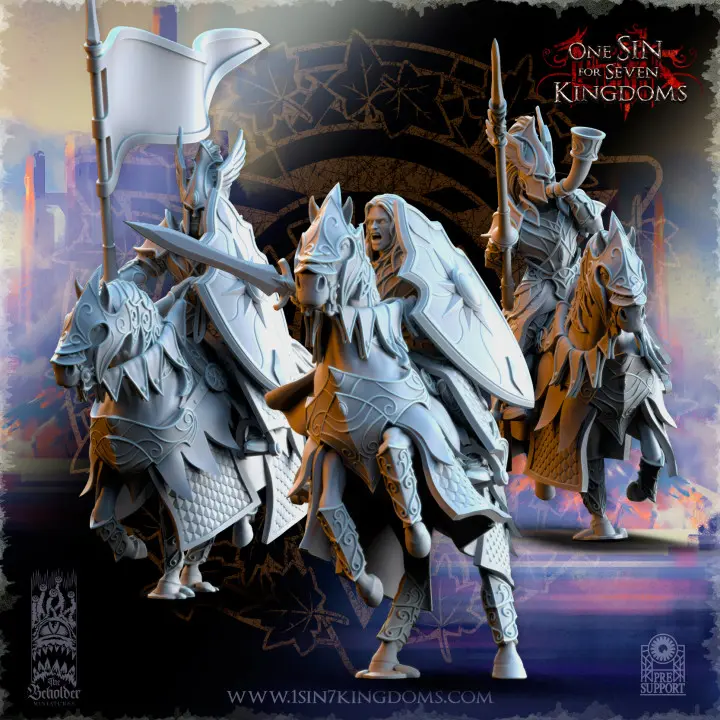 The Beholder miniatures- Hauts elfes - Etat major complet Chevaliers d'Ashur
