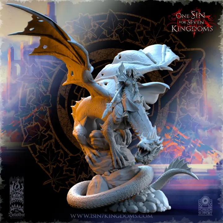 The Beholder miniatures- Hauts elfes - Ynariel princesse sur dragon