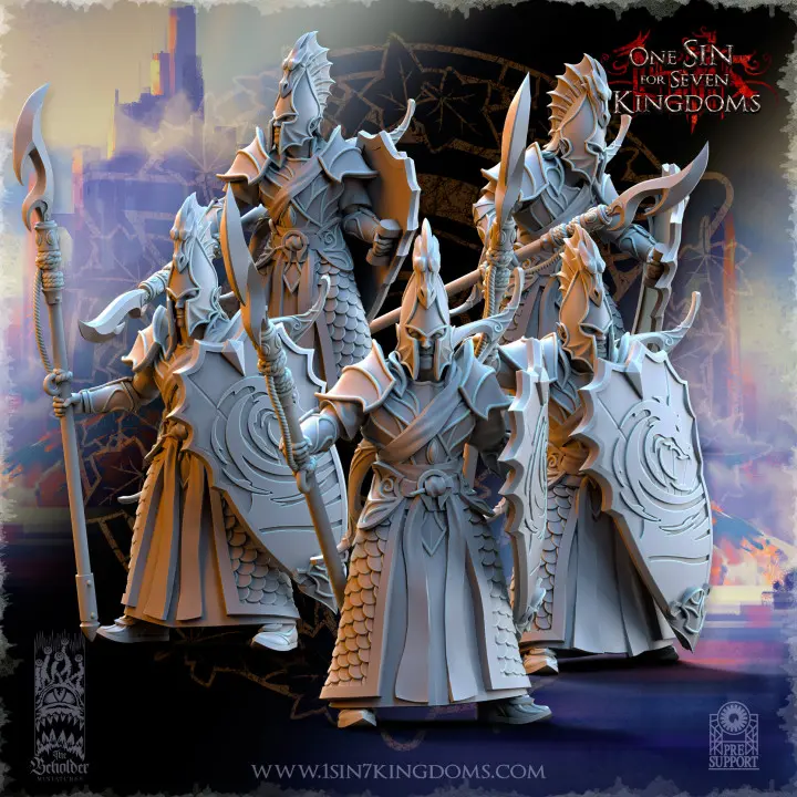The Beholder miniatures- Hauts elfes - Chevaliers phoenix (Socle carré, 28mm, Par 10)
