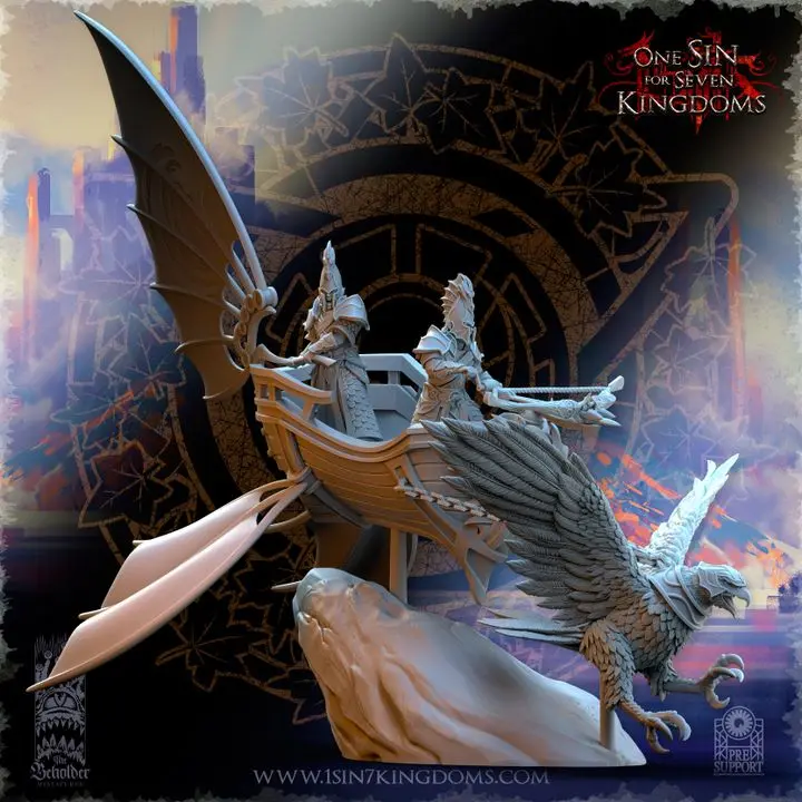 The Beholder miniatures- Hauts elfes - Chariot aigles (Socle carré, 28mm)